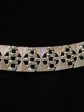 Vintage Coro Panel Woven-Look Gold Tone Bracelet, Marked